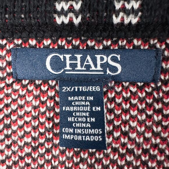 Chaps Asymmetric Zip Plaid Sweater Vest Womens 2X Cotton Knit Preppy Cabincore - Picture 3 of 15